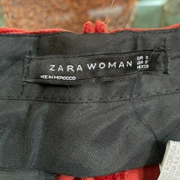 Zara‎ Velveteen Wide Leg Corduroy Pants Red Size Small - Picture 6 of 8